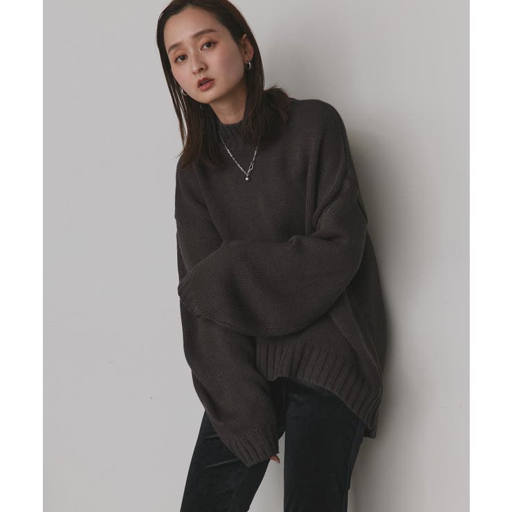 後スリット ニット モックネック[品番：ADEW0000634]｜ad thie