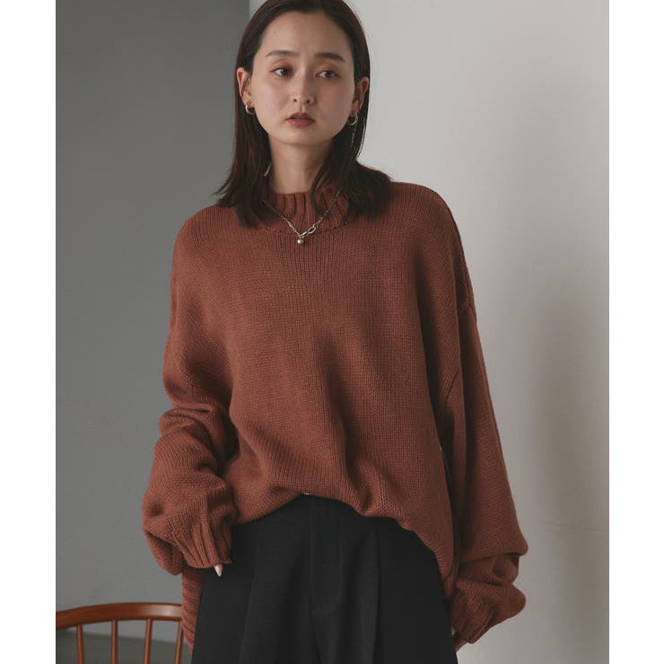 後スリット ニット モックネック[品番：ADEW0000634]｜ad thie