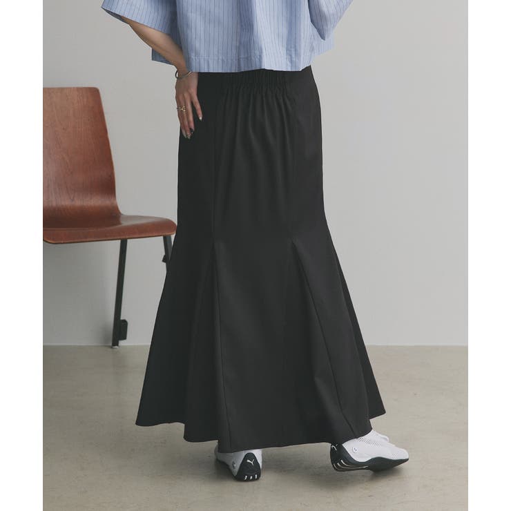 マーメイドスカート ロング フレア ハイウエスト ゴム ファスナー[品番