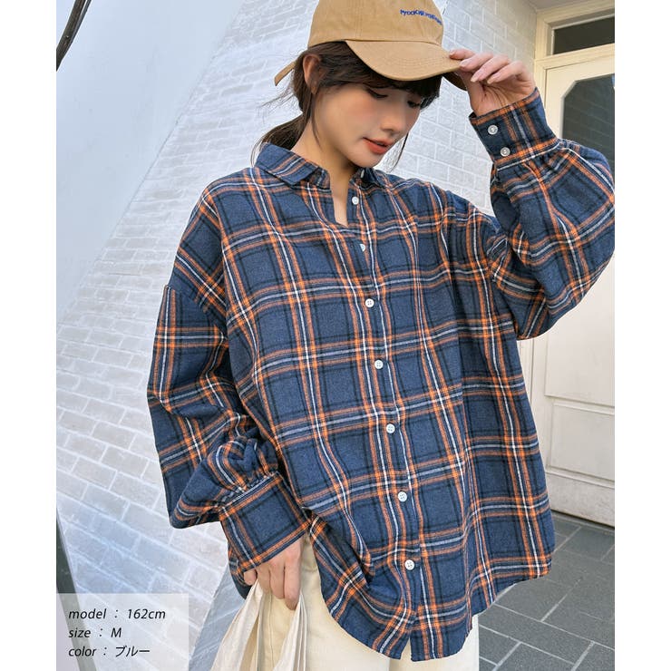 選べる2柄 ネルチェックビックシャツ[品番：ADEW0003785]｜ad thie