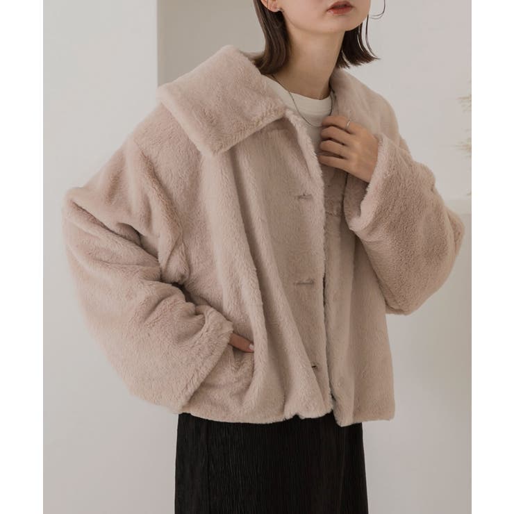 ふわふわソフトタッチ 衿付きエコファージャケット[品番：ADEW0003848