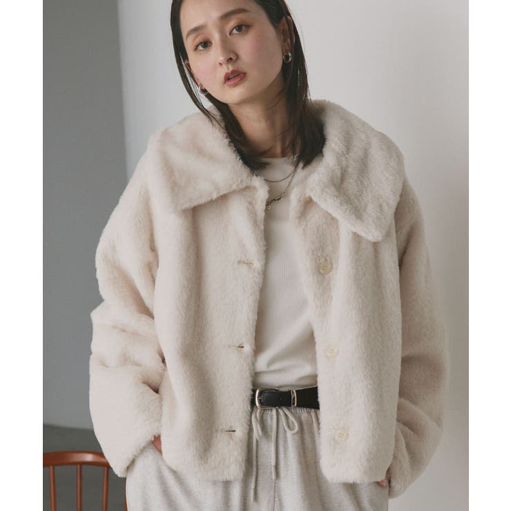 ふわふわソフトタッチ 衿付きエコファージャケット[品番：ADEW0003848