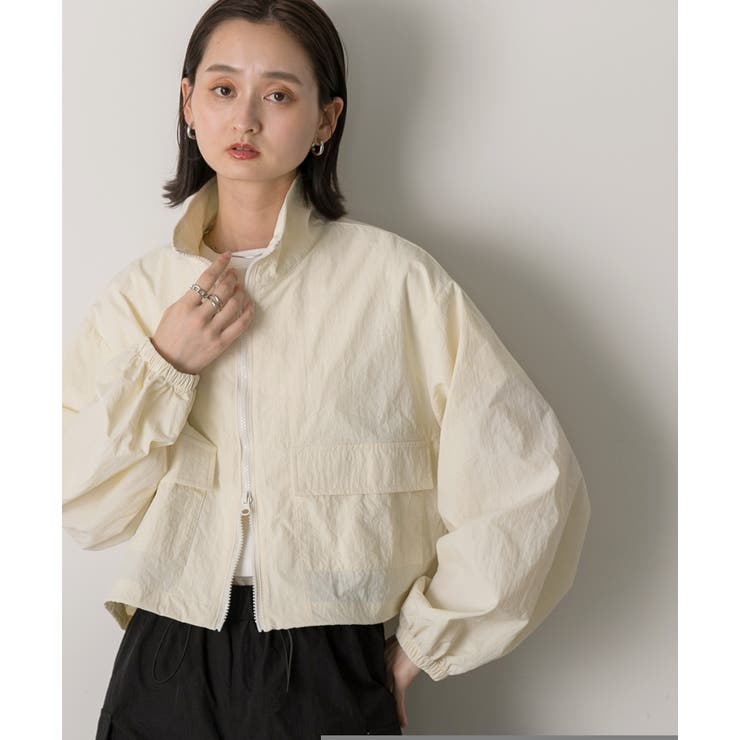 スタンドカラー ナイロンショート丈ブルゾン[品番：ADEW0004559]｜ad