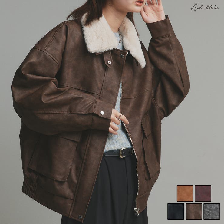 ヴィンテージライク 襟ファー付きブルゾン[品番：ADEW0004581]｜ad