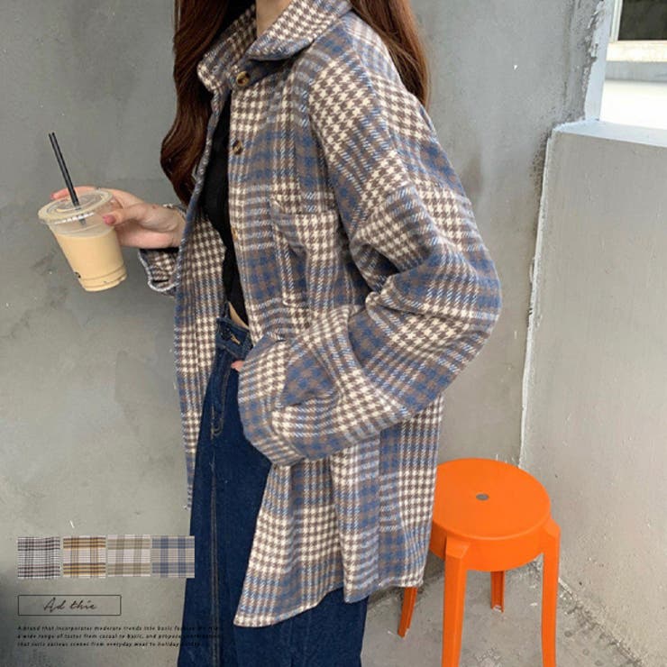 チェックシャツ オーバーサイズ ネルシャツ 起毛[品番：ADEW0000765