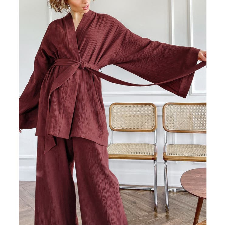 ダブルガーゼバスローブ2点セット ルームウェア パジャマ[品番