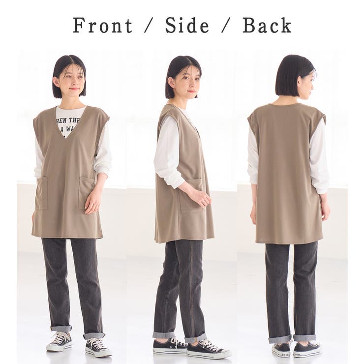 Vネックポケット付きロングベスト[品番：ATTW0007431]｜Viola e Viola