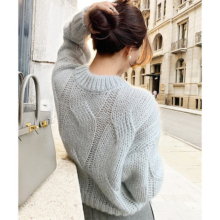 ざっくり編みケーブル風ニット レディース 秋冬[品番：AMSW1778216