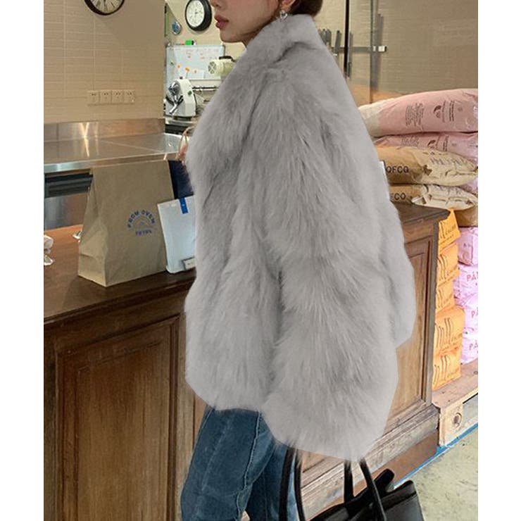 ふわふわフェイクファージャケットビッグ襟[品番：AGCW0007329