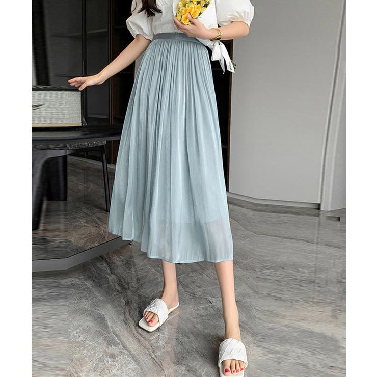 フレアスカート キャザー ロングスカート[品番：AGCW0005338