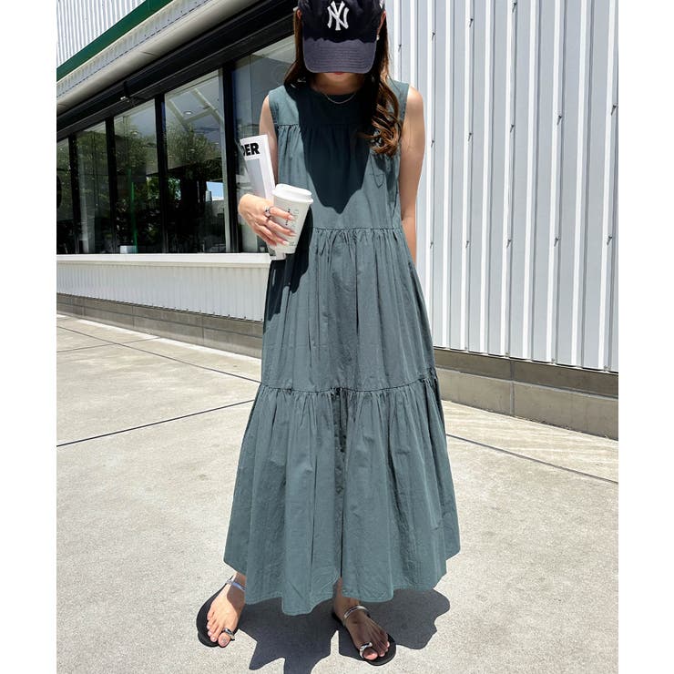 ワッシャーコットン ティアード ワンピース[品番：AZ000004030]｜andme