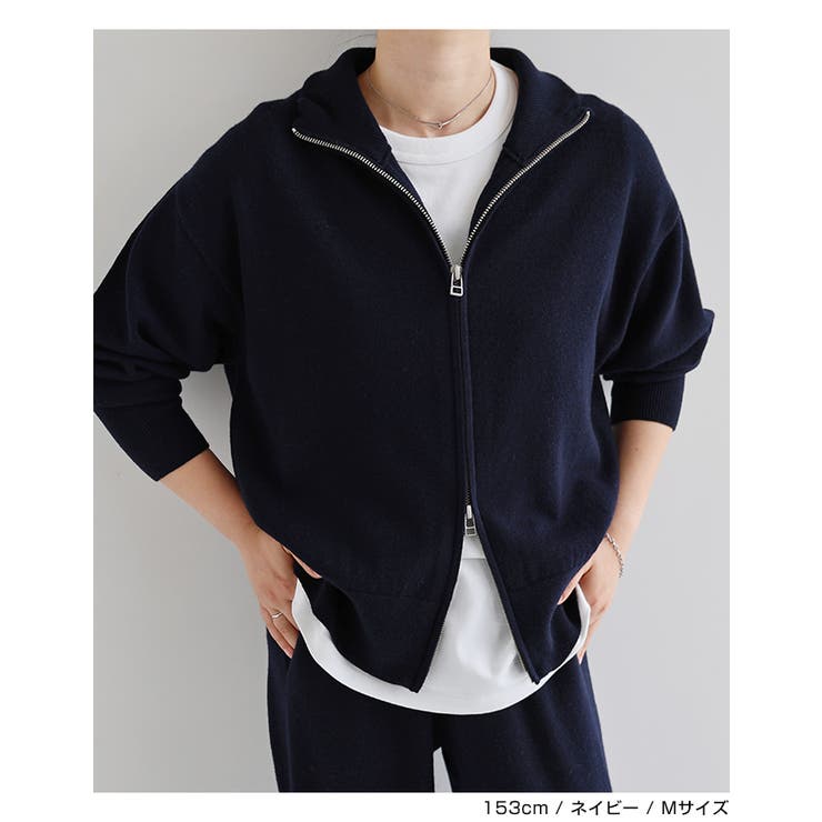 ダブルジップ ウール ニット[品番：AZ000004798]｜andme（アンドミー