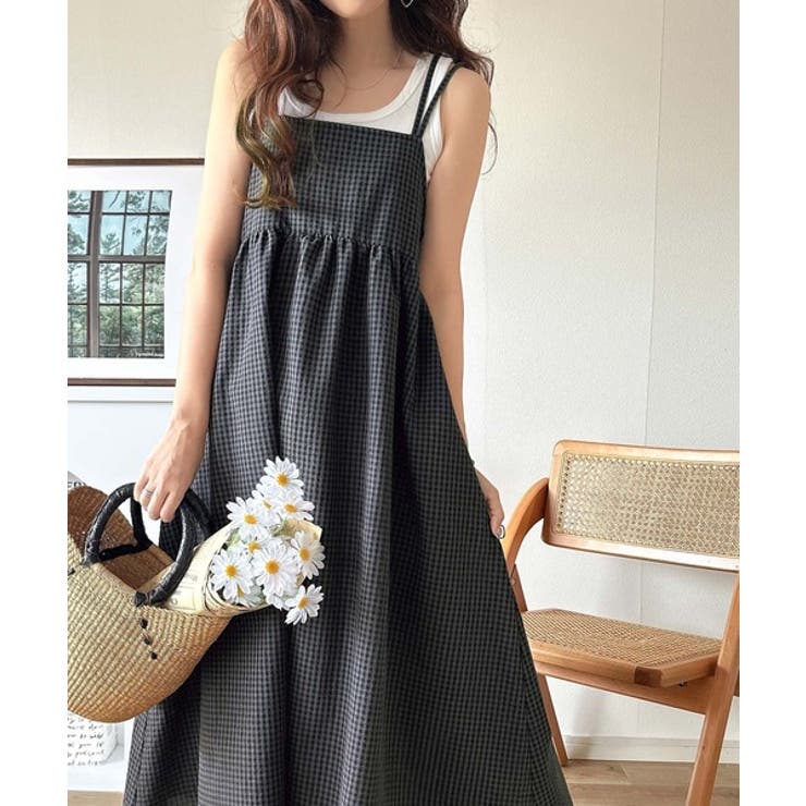 後ろ姿も可愛く盛れちゃう♪サッカー素材バックリボンフレアキャミ