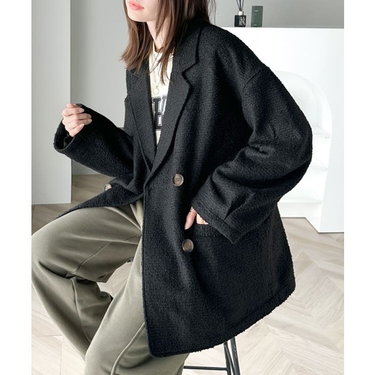 レトロな主役級アイテム。ブークレー起毛チェック柄ダブルジャケット