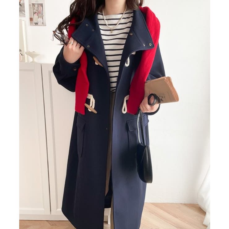 360度お洒落見え。ボリュームスリーブ トグルボタンロングダッフル