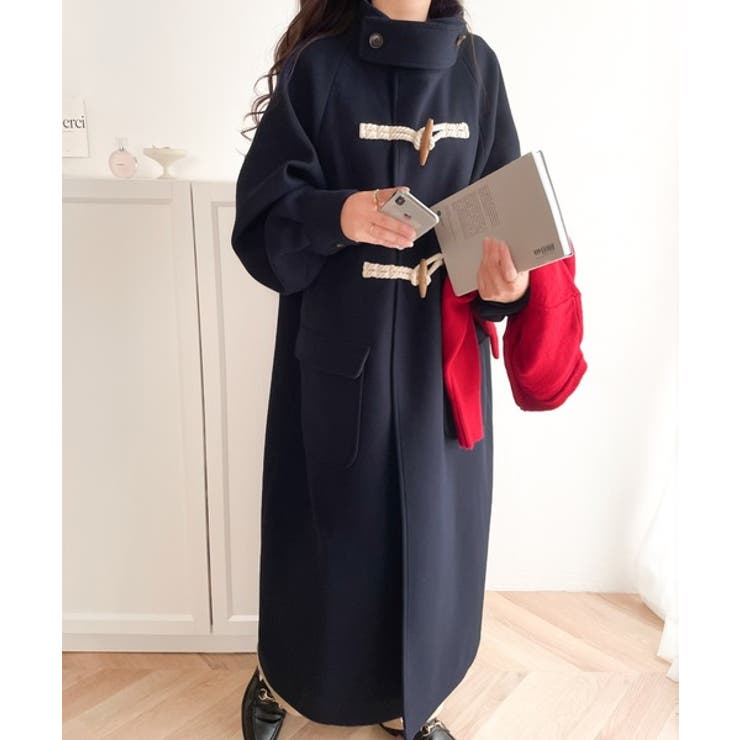 360度お洒落見え。ボリュームスリーブ トグルボタンロングダッフル