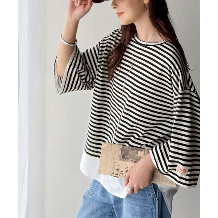 重ね着風クルーネックTシャツ(半袖)[品番：WZ000003434]｜Classical