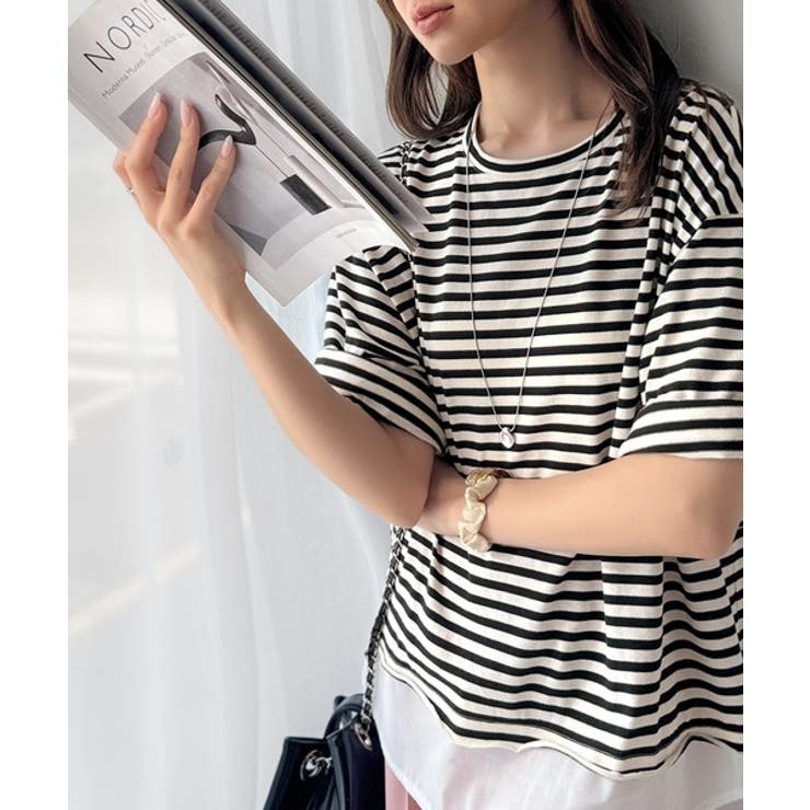 重ね着風クルーネックTシャツ(半袖)[品番：WZ000003434]｜Classical