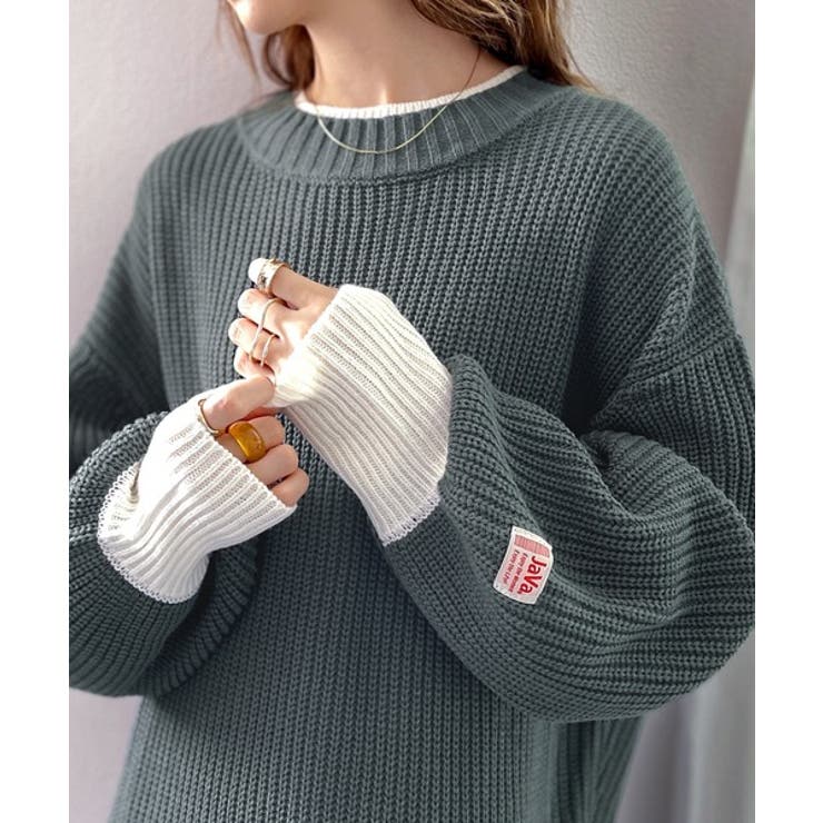 JaVaジャバ コラボ》ゆるニットであざと感。重ね着風ローゲージビッグ