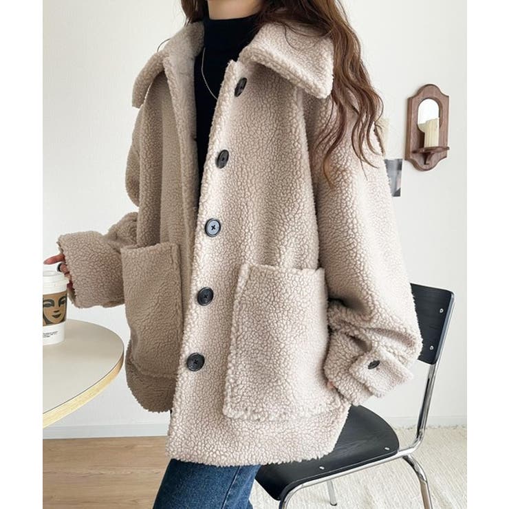 JaVaジャバコラボ》纏う大人ボアが包み込む♪ボアショートブルゾン