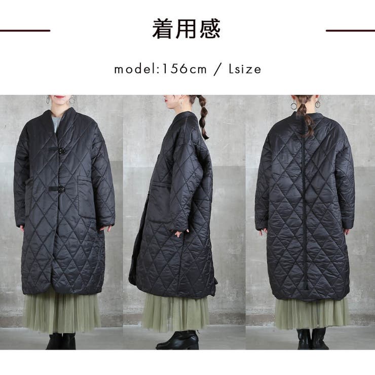 キルティングコート ノーカラー ロング[品番：CLVW0009022