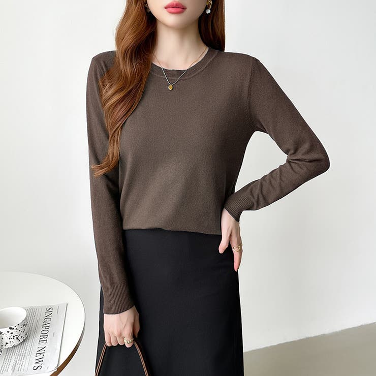 9色展開！オンオフ着回せる】 クルーネックニット 長袖ニット[品番