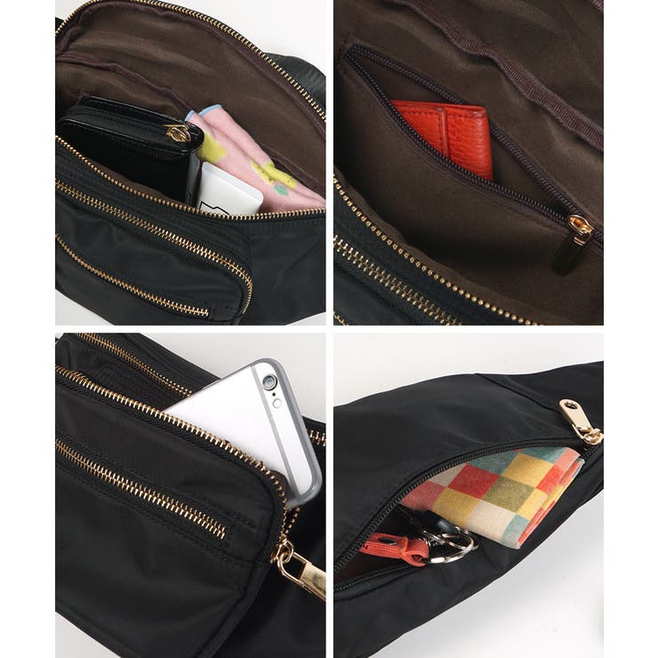 ゴールド金具シンプルボディバッグ 石田一帆さん着用(ウエストポーチ