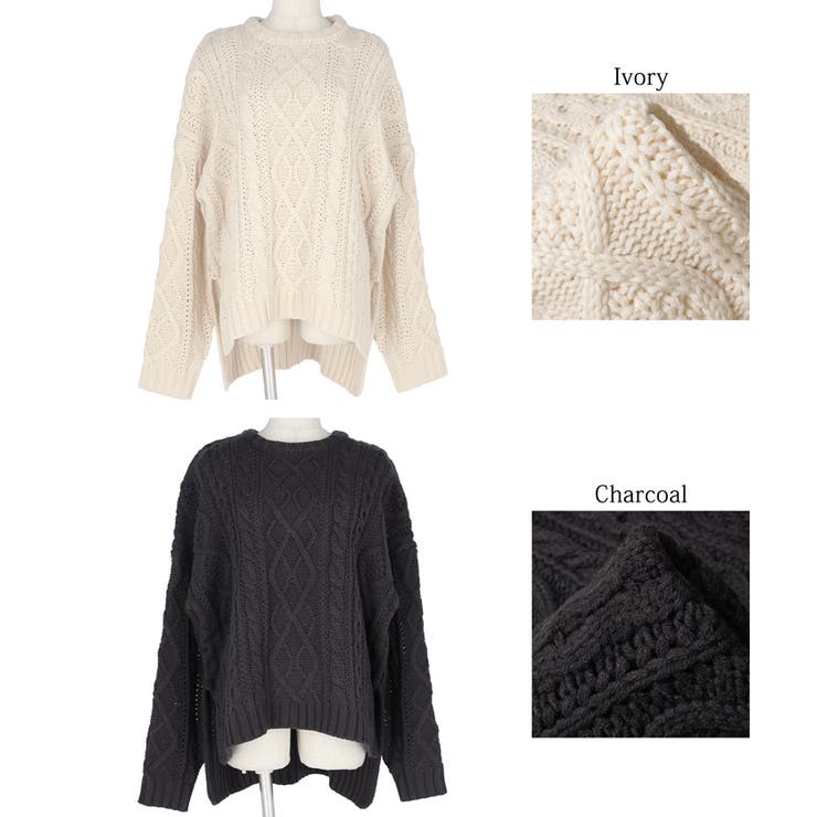 スリット入りケーブルニット[品番：PA000013238]｜coca（コカ）の