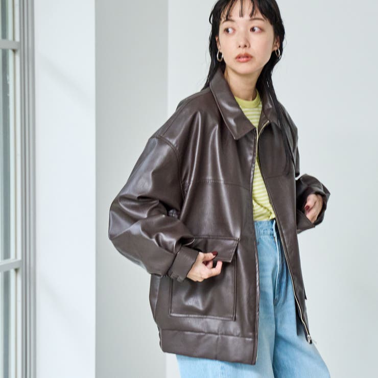 レザーライクビッグジャケット[品番：COEW0005125]｜coen【women