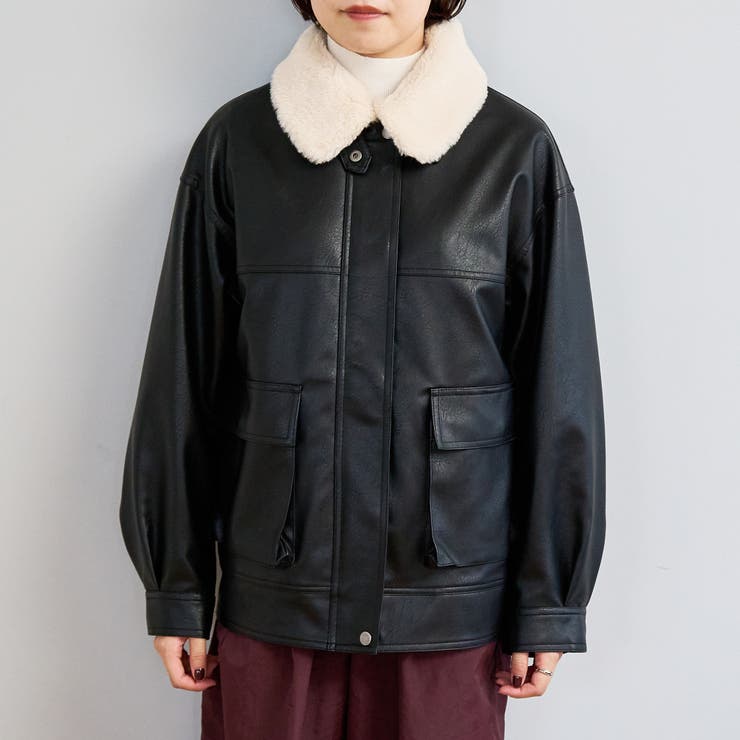 COOTIE ボア襟 レザージャケット coen ボア襟付きレザーライク