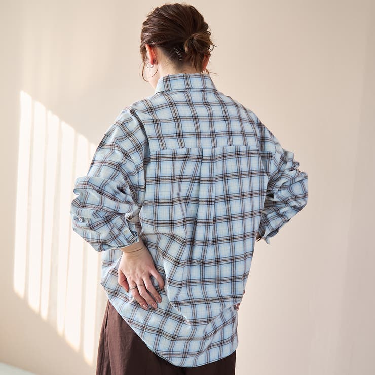 スプリングカラー】ネルチェック レギュラーカラー長袖シャツ[品番