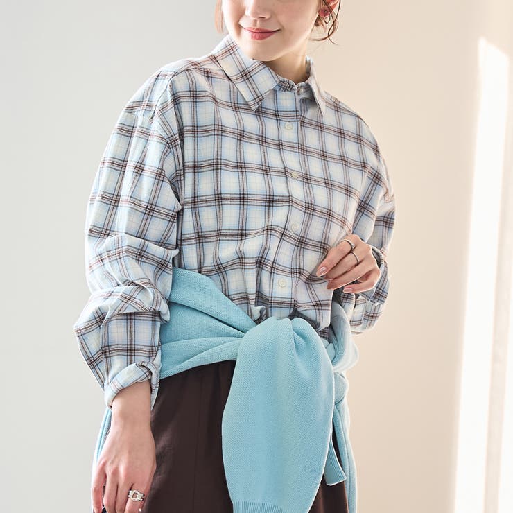 スプリングカラー】ネルチェック レギュラーカラー長袖シャツ[品番