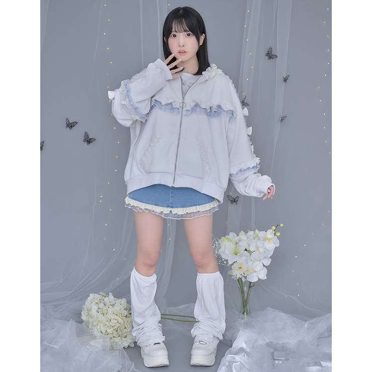 ililil【イルイルイル】生クリームフリルのバブみ全開2wayパーカー 全1