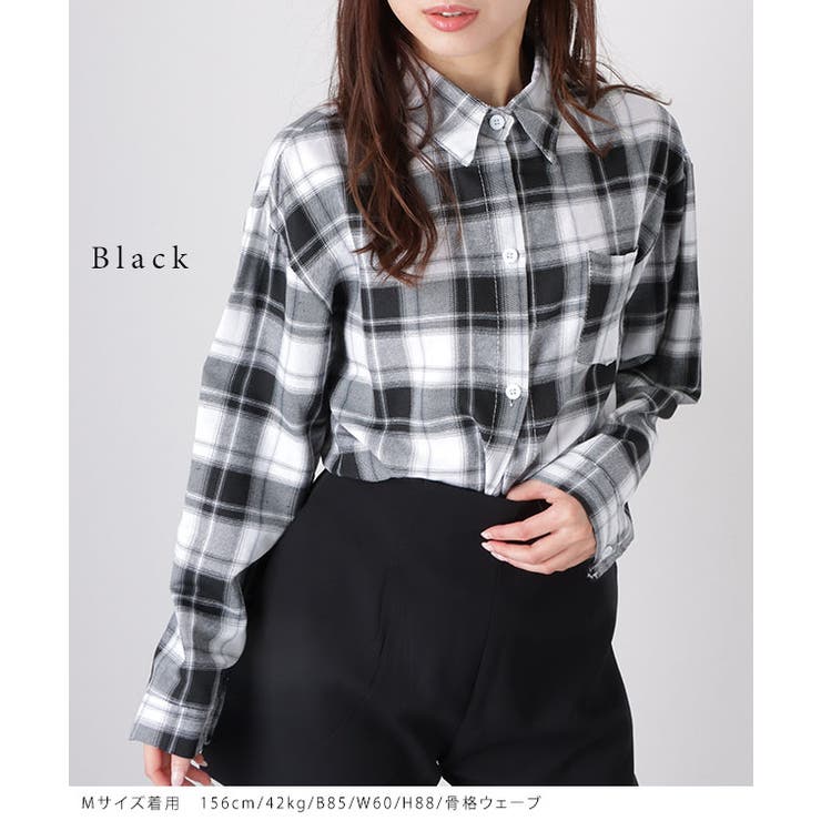 チェック柄 長袖 フロント[品番：LCLW0007819]｜レースレディース