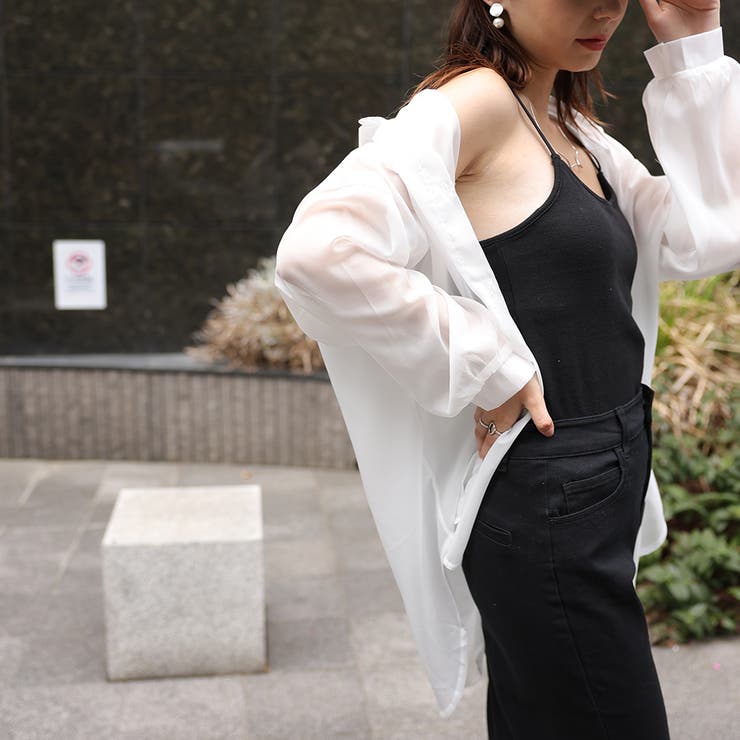 シャイニーシアーシャツ【韓国ファッション】[品番：ZJ000017201