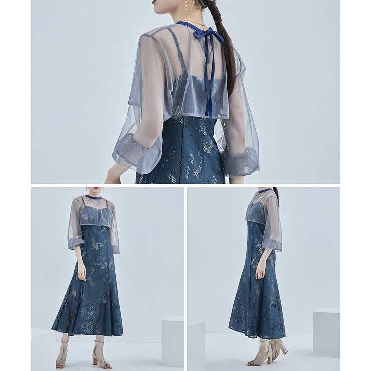 etoll エトル 3wayシフォンボレロ&レースキャミドレス[品番