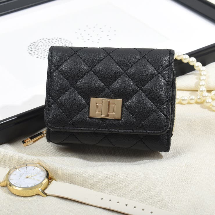 キルティングレザー三つ折り財布 春色 春財布[品番：FM000006343