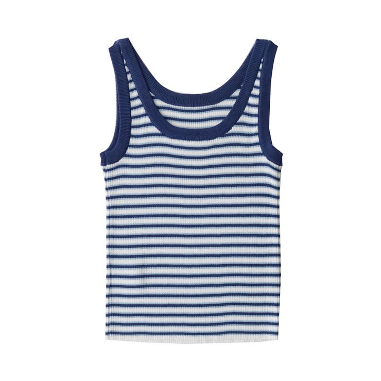 コーディネートに程良く抜け感をプラス マルチボーダータンクトップ