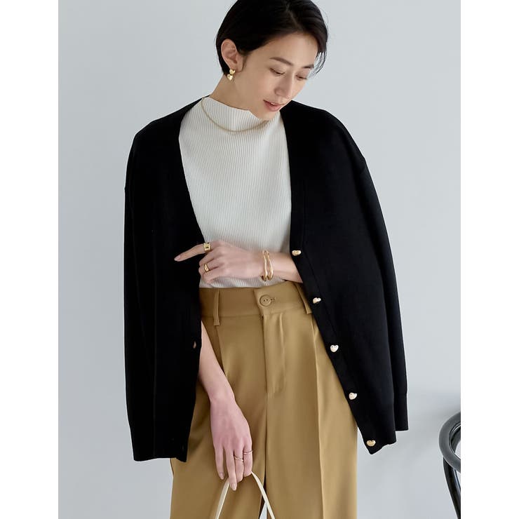 ミラノリブハートボタンニットカーディガン[品番：GS000022043]｜Re