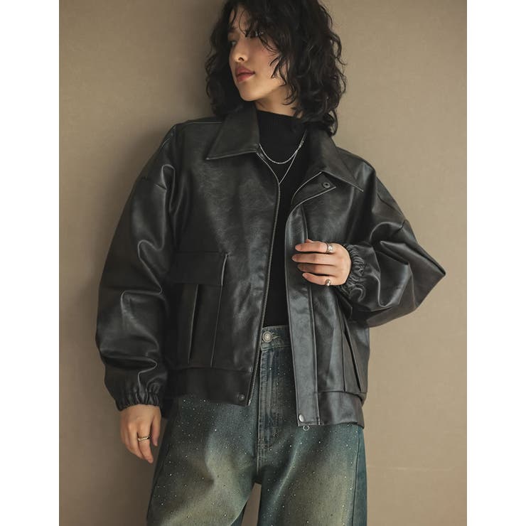 2025AW COLLECTION][低身長サイズ有]フェイクレザージップブル…[品番