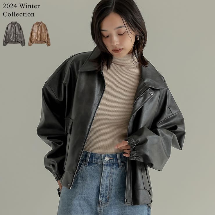 2025AW COLLECTION][低身長サイズ有]フェイクレザージップブル…[品番