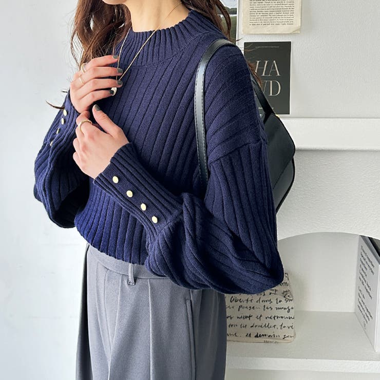 ボタン付パフスリーブモチモチニット[品番：GERW0000103]｜GeeRA