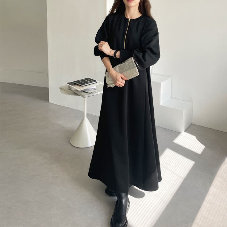 前後2WAYハーフジップ長袖ワンピース[品番：GERW0010348]｜GeeRA