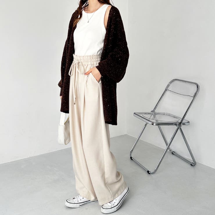 上品見え！ダブルタックワイドイージーパンツ[品番：GERW0010664