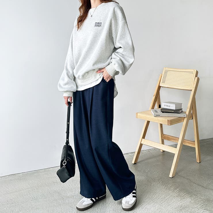 上品見え！ダブルタックワイドイージーパンツ[品番：GERW0010664