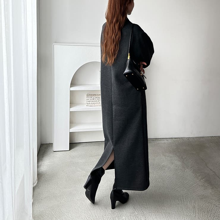 ハーフジップハイネック裏起毛ワンピース[品番：GERW0011146]｜GeeRA