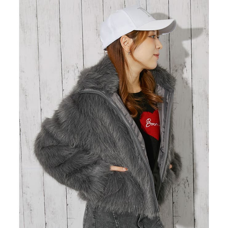 ふわつやシャギー質感》レディース フェイクファー ブルゾン[品番