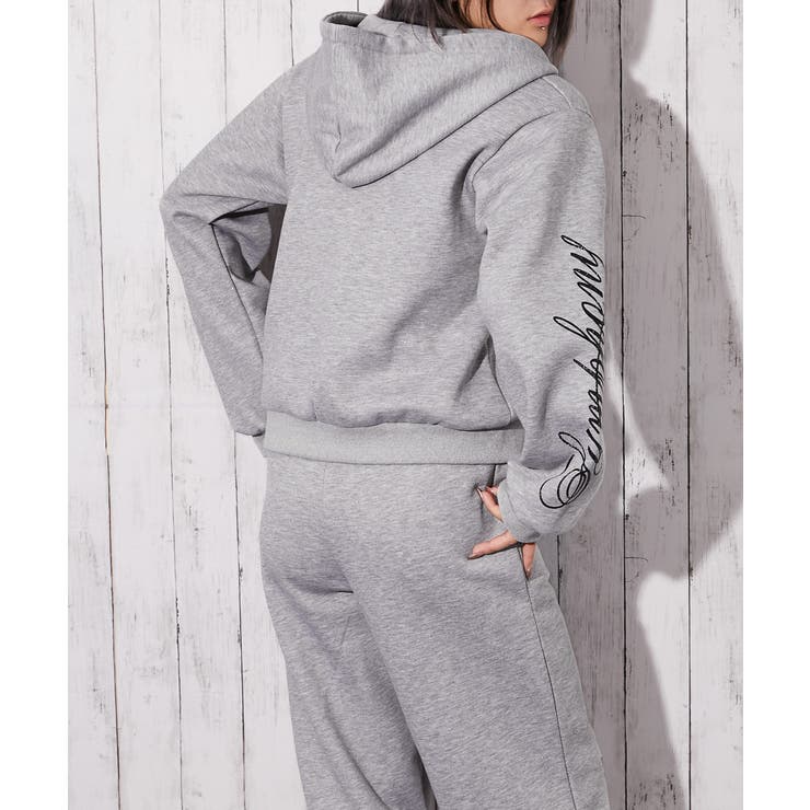 英字ロゴ×裏起毛》セットアップ対応◎ジップパーカー[品番