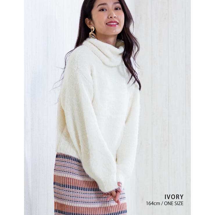 トップス]フェザーモールオフタートルニット[181213][ニット セーター