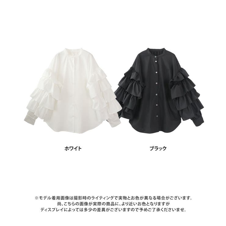 袖フリル ブラウス バンドカラー[品番：GW000004684]｜Growing Rich